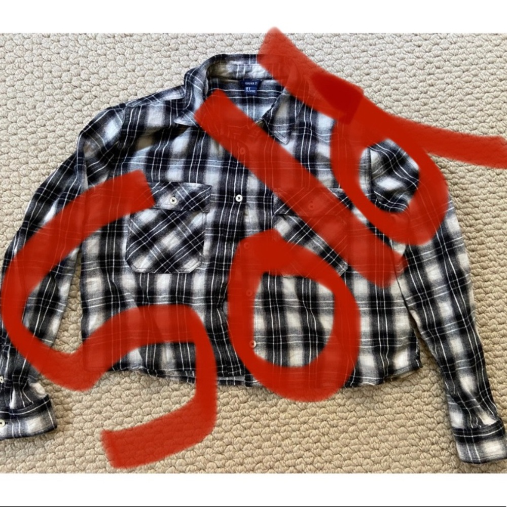 ❤️ Forever 21 Cropped Black Flannel